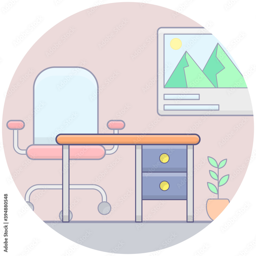 Sticker office furniture vector