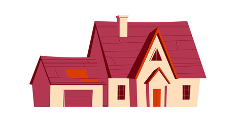 House building isolated, cartoon vector illustration