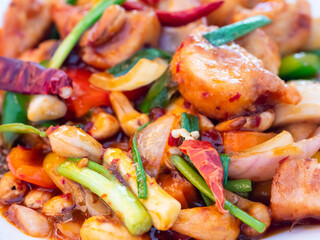 Thai food, chicken with cashew nuts