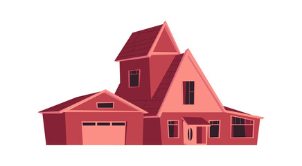 House building isolated, cartoon vector illustration
