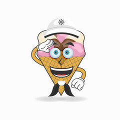 The Ice Cream mascot character becomes a sailor. vector illustration