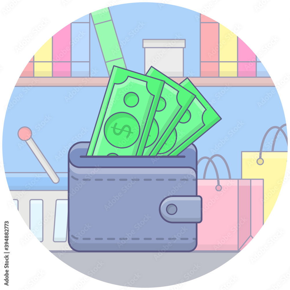 Sticker cash wallet vector