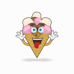 Ice Cream mascot character with laughing expression and sticking tongue. vector illustration