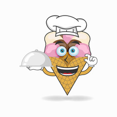 The Ice Cream mascot character becomes a chef. vector illustration