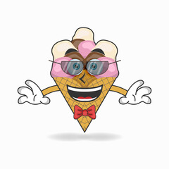 The Ice Cream mascot character becomes a businessman. vector illustration