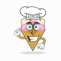The Ice Cream mascot character becomes a chef. vector illustration