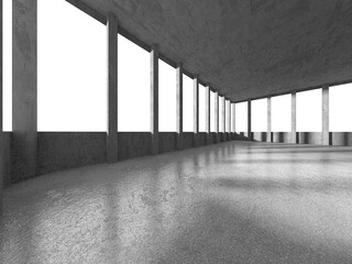 Dark Concrete Wall Architecture. Empty Room