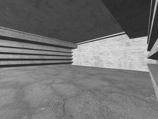 Abstract architecture background. Empty rough concrete interior