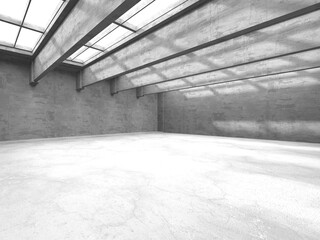 Dark Concrete Wall Architecture. Empty Room