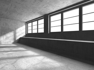 Dark Concrete Interior Architecture. Empty Room