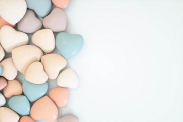 Valentine's Day. Wedding day. Relationship anniversary. Bright background with hearts. 3d rendering of hearts, holiday card without inscriptions