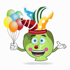 The Cabbage mascot character becomes a clown. vector illustration