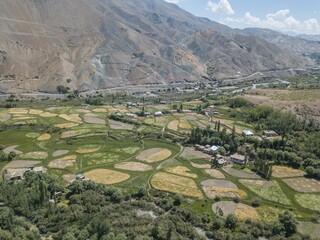 Drone shots of landscapes in Ladakh, India