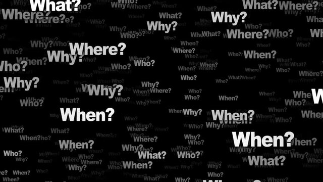ANY QUESTION Keywords, Five Ws, Animation, Loop, 4k
