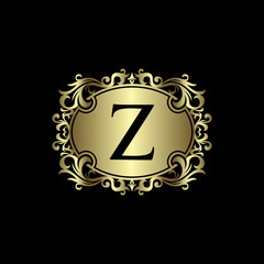 Letter Z with gold floral design