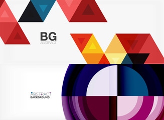 Set of minimal geometric abstract backgrounds. Vector illustrations for covers, banners, flyers and posters and other