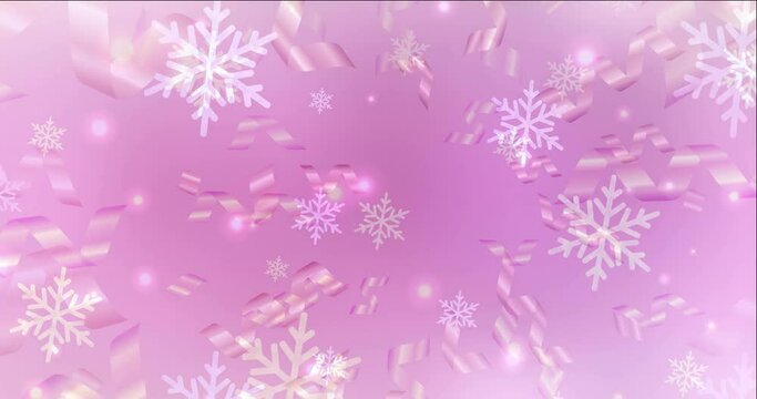 4K looping light pink animation in Christmas style. High-quality clip in simple style with Xmas design elements. Flicker for video designers. 4096 x 2160, 30 fps.