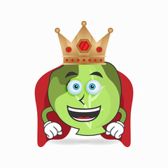 The Cabbage mascot character becomes a king. vector illustration