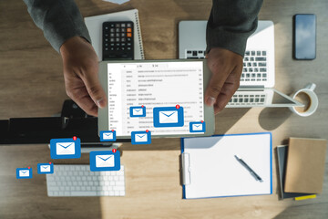 Mail Communication Connection message to mailing contacts phone Global Letters Concept