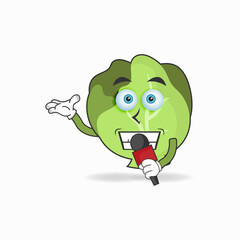 The Cabbage mascot character becomes a host. vector illustration