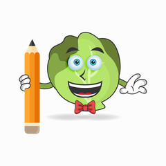 Cabbage mascot character holding a pencil. vector illustration