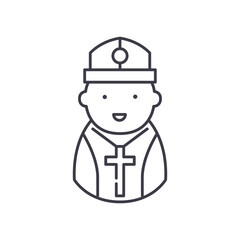 Pastor icon, linear isolated illustration, thin line vector, web design sign, outline concept symbol with editable stroke on white background.