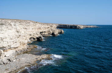 The coast of Tarkhankut national nature Park in the village of Olenevka