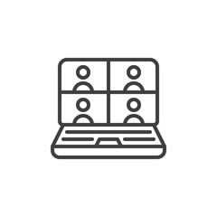 Work from home line icon. linear style sign for mobile concept and web design. Online video conference outline vector icon. Symbol, logo illustration. Vector graphics