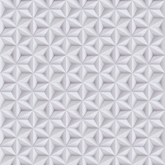 Abstract white, grey background, 3d paper seamless pattern with stars, geometric texture