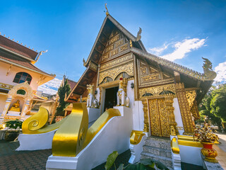 Wat Phra Sing, temple in Chiang Rai, Chiang Mai Province, Thailand - obrazy, fototapety, plakaty