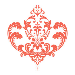 Damask graphic ornament. Floral design element. Pink vector pattern