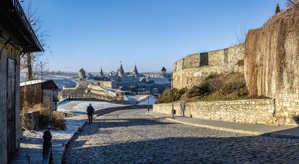 Castle street in Kamianets-Podilskyi, Ukraine