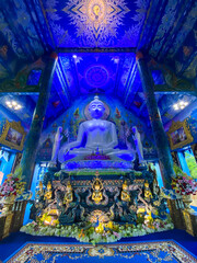 Fototapeta na wymiar Wat Rong Suea Ten, the Blue Temple in Chiang Rai, Chiang Mai province, Thailand