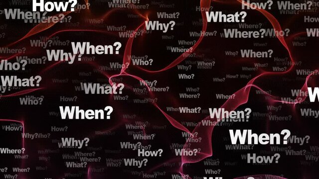 ANY QUESTION Keywords, Five W, Animation, Loop, 4k

