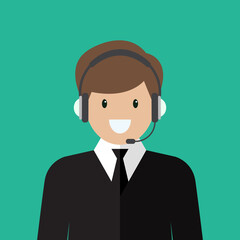 Businessman working in call center