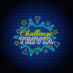 Trivia challenge neon signs text style.