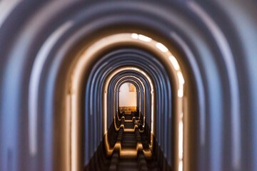 Arc tunnel, various color light inside.