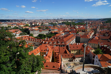 Fototapeta na wymiar Prague city center panoramic aerial view from Prague Castle