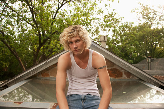 Man sitting on roof