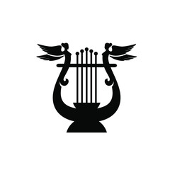 beautiful luxury classic angle lyre mini harp vector icon flat design isolated background