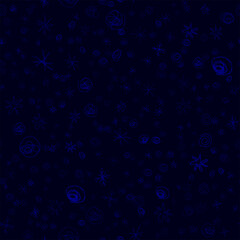 Hand Drawn blue Snowflakes Christmas Seamless Patt