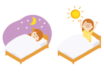 睡眠と起床　女の子