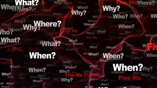 ANY QUESTION Keywords, Five W, Animation, Loop, 4k
