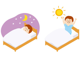 睡眠と起床　男の子