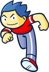 Funny and cool male running with sport wardrobe