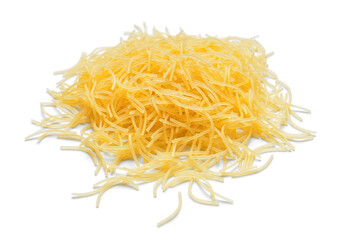 Uncooked pasta on white background