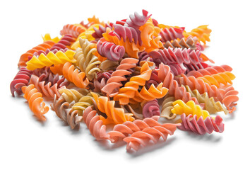 Uncooked pasta on white background