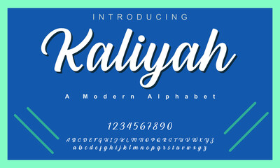 Kaliyah font. Elegant alphabet letters font and number. Lettering Minimal Fashion Designs. Typography fonts regular uppercase and lowercase. vector illustration