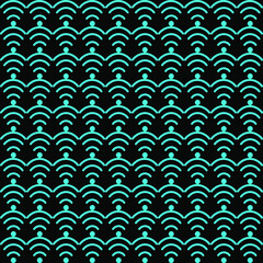 Seamless pattern with wi-fi symbol vector on black background