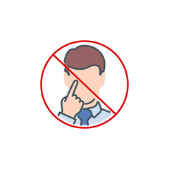 do not touch your face with dirty hands single line icon isolated on white. Perfect outline symbol Prevention Coronavirus Covid 19 pandemic banner. Quality design warning element with editable Stroke